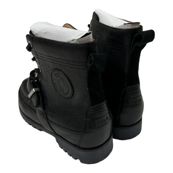 Polo Ralph Lauren Men's Ranger Tumbled Leather Boots Black Size 7.5 D New in Box - Picture 5 of 7